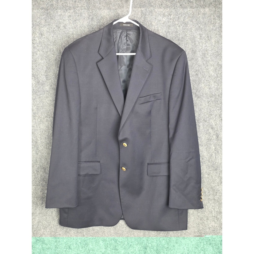 Mens Chaps 44L Navy Blue Wool Blend Blazer Jacket‎ Gold Buttons Classic Business